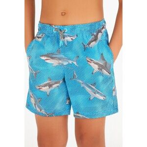 Wonder Nation Boys Shark Swim Trunks Size M 8 Quick Dry‎ UPF 50+ Blue Shorts NWT